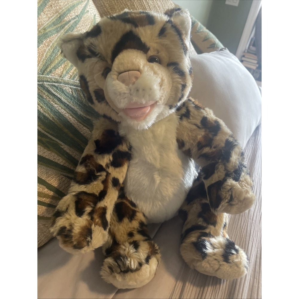 BUILD A BEAR BROWN WHITE LEOPARD TIGER  SOFT PLUSH ANIMAL TOY 16" EUC